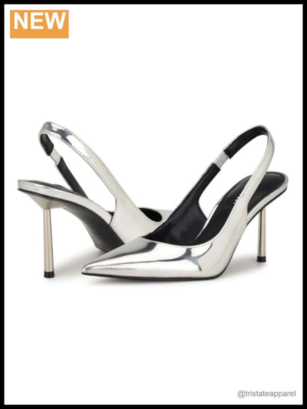 Nine West Denaye Faux Patent Leather Pointed Toe Slingback Stiletto Pumps